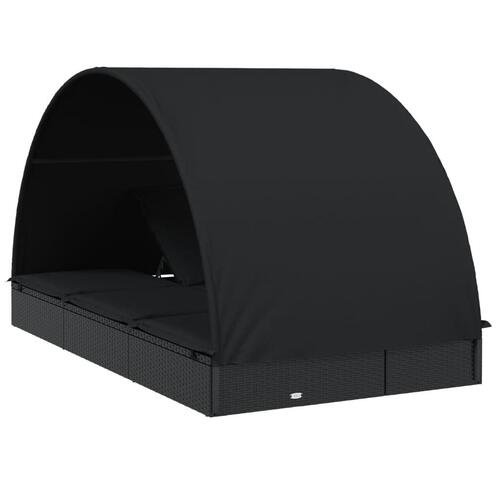 2-personers soleng rundt tag 211x112x140 cm polyrattan sort