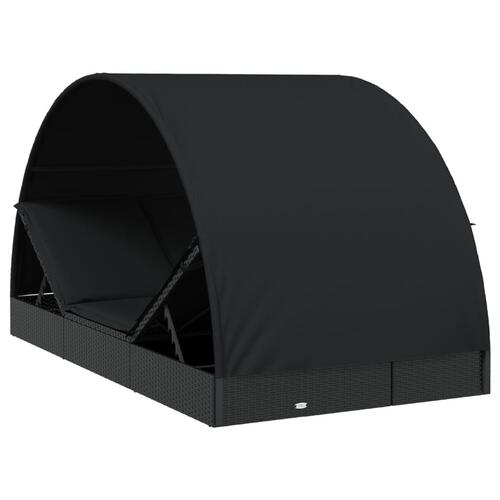 2-personers soleng rundt tag 211x112x140 cm polyrattan sort