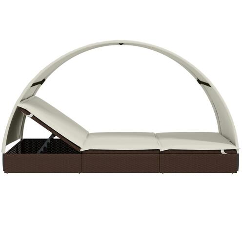 2-personers solseng rundt tag 211x112x140 cm polyrattan brun