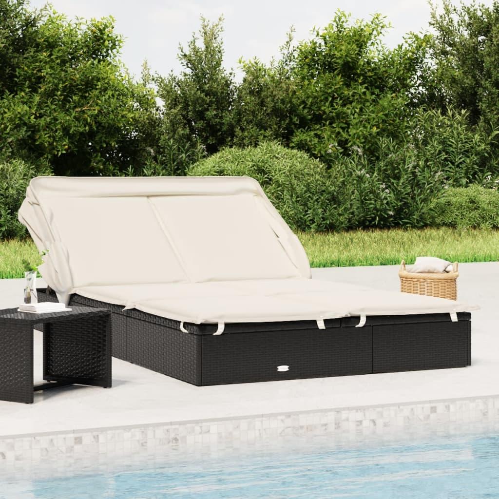 2-personers solseng foldbart tag 213x118x97 cm polyrattan sort