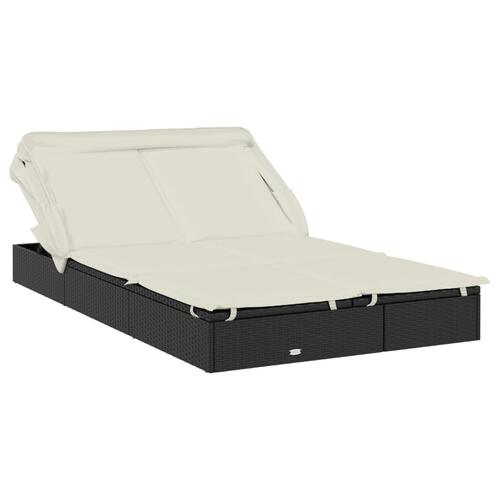 2-personers solseng foldbart tag 213x118x97 cm polyrattan sort