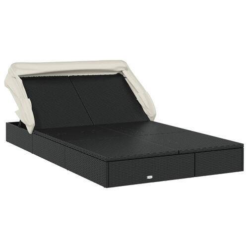 2-personers solseng foldbart tag 213x118x97 cm polyrattan sort