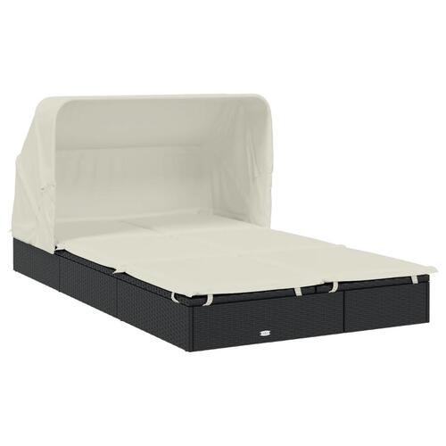 2-personers solseng foldbart tag 213x118x97 cm polyrattan sort