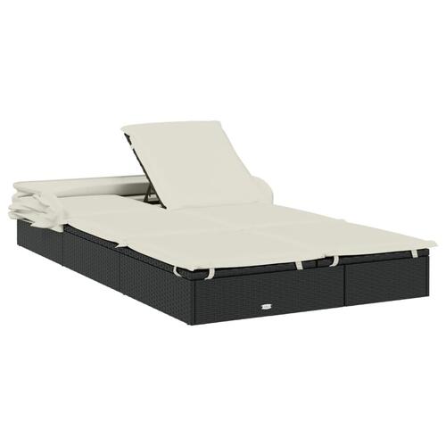 2-personers solseng foldbart tag 213x118x97 cm polyrattan sort