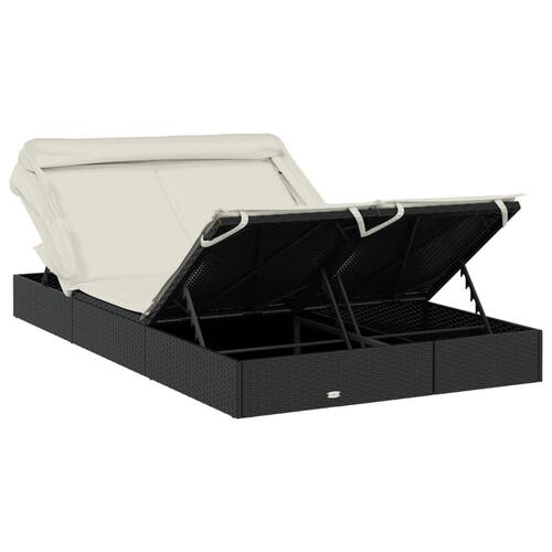 2-personers solseng foldbart tag 213x118x97 cm polyrattan sort