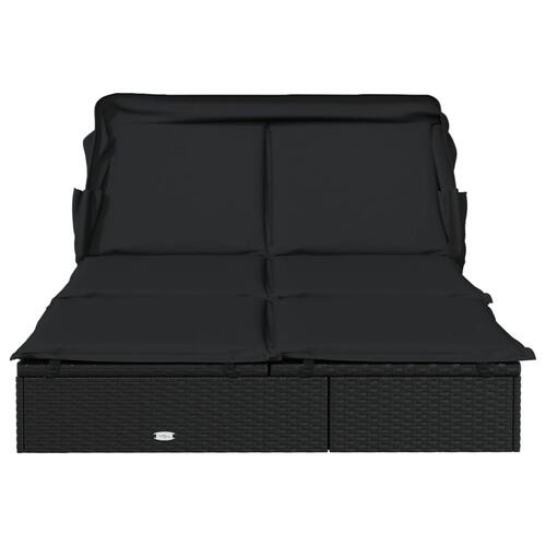 2-personers solseng foldbart tag 213x118x97 cm polyrattan sort