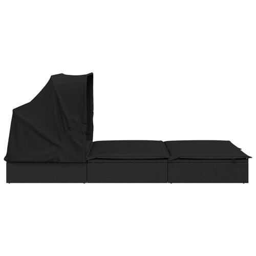 2-personers solseng foldbart tag 213x118x97 cm polyrattan sort