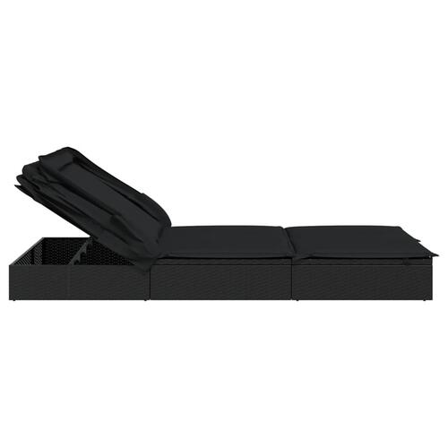2-personers solseng foldbart tag 213x118x97 cm polyrattan sort