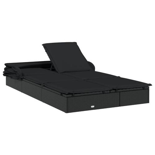 2-personers solseng foldbart tag 213x118x97 cm polyrattan sort
