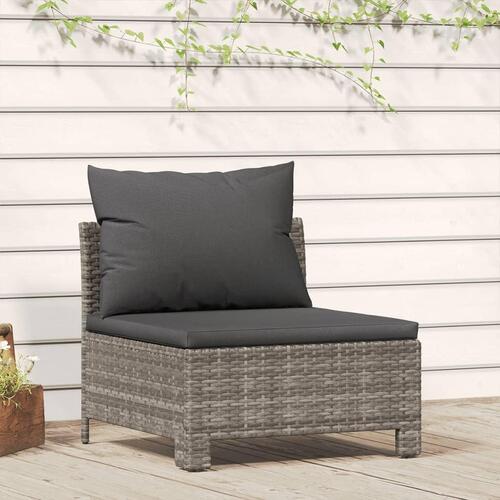 Midtermodul til havesofa med hynde polyrattan grå