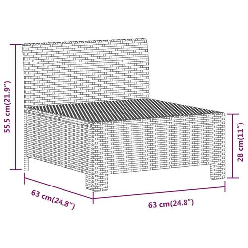 Midtermodul til havesofa med hynde polyrattan grå