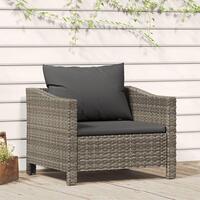 Havestol med hynde polyrattan grå