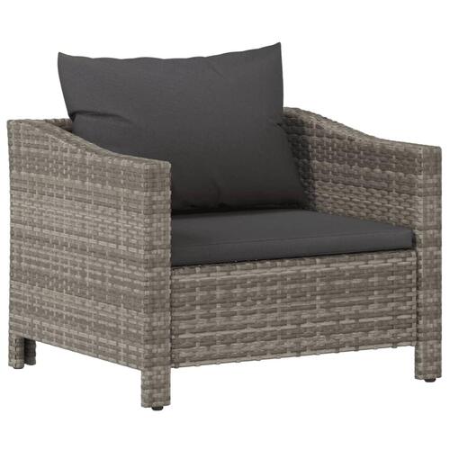 Havestol med hynde polyrattan grå