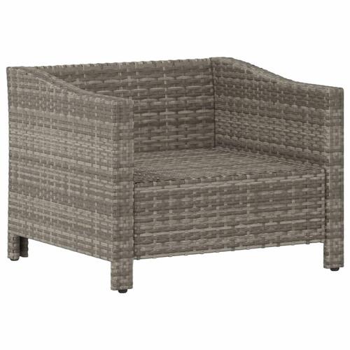 Havestol med hynde polyrattan grå