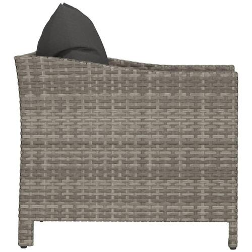 Havestol med hynde polyrattan grå