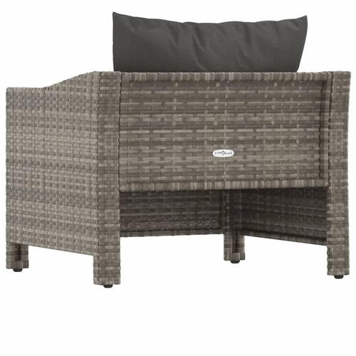 Havestol med hynde polyrattan grå