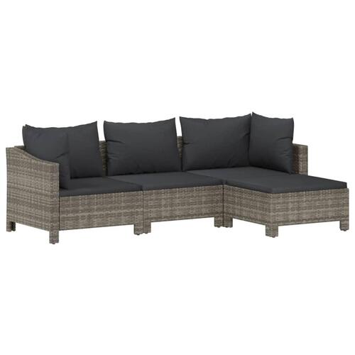 Loungesæt til haven 7 dele med hynder polyrattan grå