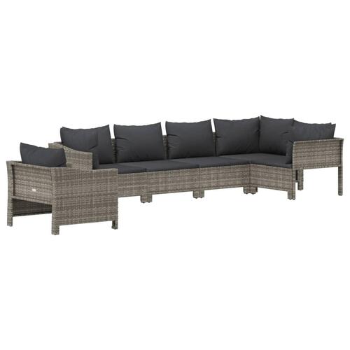Loungesæt til haven 6 dele med hynder polyrattan grå
