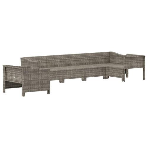 Loungesæt til haven 6 dele med hynder polyrattan grå