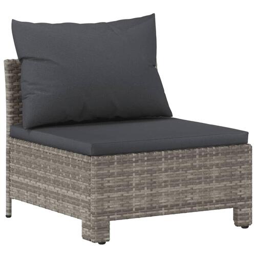 Loungesæt til haven 6 dele med hynder polyrattan grå