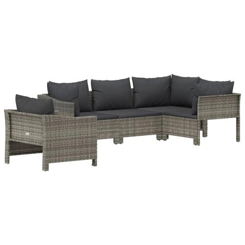 Loungesæt til haven 5 dele med hynder polyrattan grå