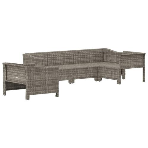 Loungesæt til haven 5 dele med hynder polyrattan grå