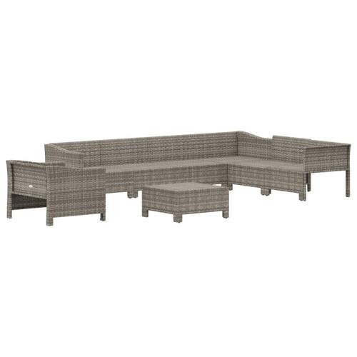 Loungesæt til haven 8 dele med hynder polyrattan grå