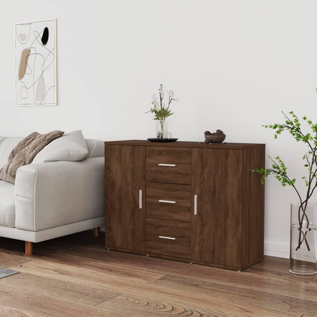 Skænk 91x29,5x65 cm konstrueret træ brun egetræsfarve