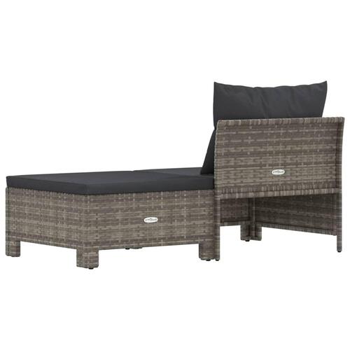 Loungesæt til haven 2 dele med hynder polyrattan grå