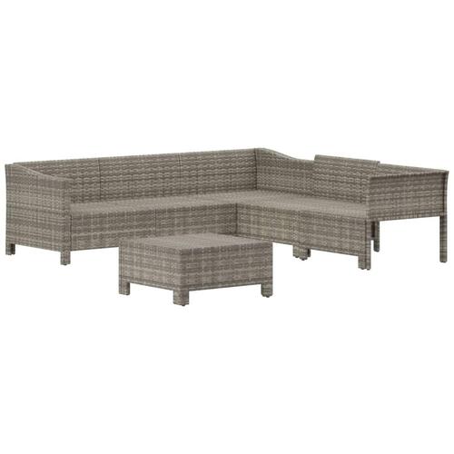 Loungesæt til haven 6 dele med hynder polyrattan grå
