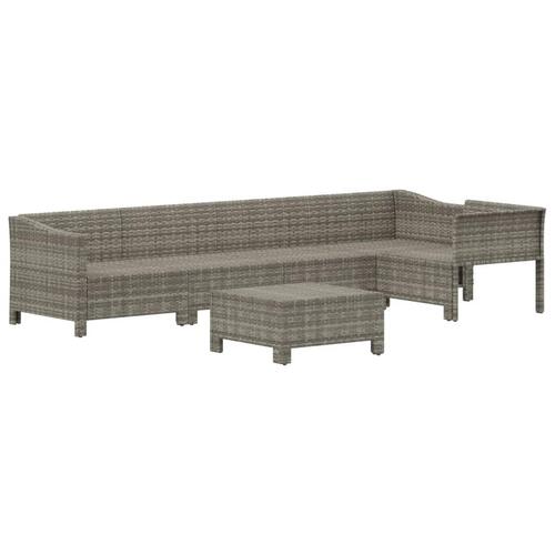 Loungesæt til haven 6 dele med hynder polyrattan grå