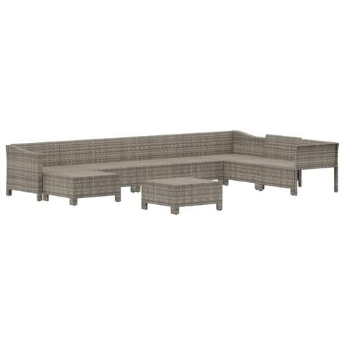 Loungesæt til haven 9 dele med hynder polyrattan grå