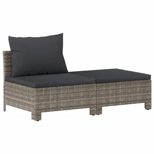 Loungesæt til haven 9 dele med hynder polyrattan grå