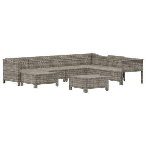 Loungesæt til haven 8 dele med hynder polyrattan grå