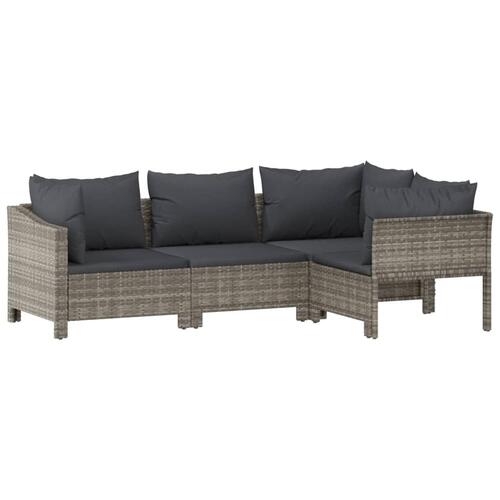 Loungesæt til haven 8 dele med hynder polyrattan grå