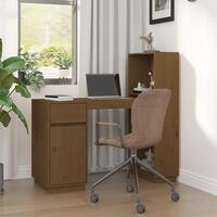 Skrivebord 110x53x117 cm massivt fyrretræ gyldenbrun