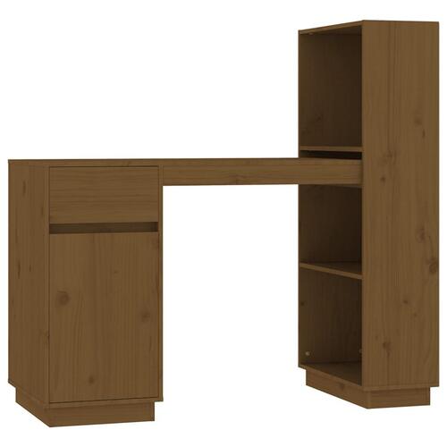 Skrivebord 110x53x117 cm massivt fyrretræ gyldenbrun
