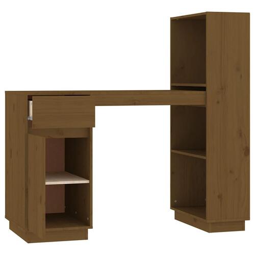 Skrivebord 110x53x117 cm massivt fyrretræ gyldenbrun