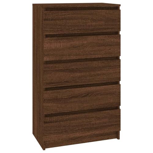 Kommode 60x36x103 cm konstrueret træ brun egetræsfarve