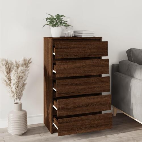 Kommode 60x36x103 cm konstrueret træ brun egetræsfarve