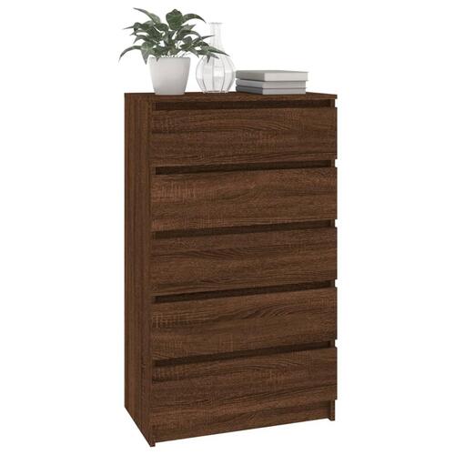 Kommode 60x36x103 cm konstrueret træ brun egetræsfarve