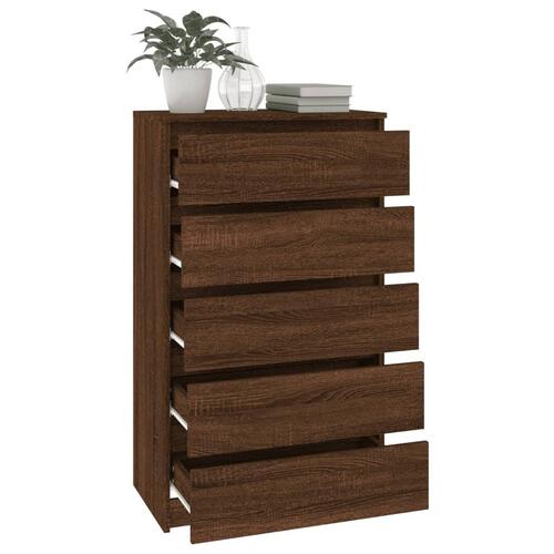 Kommode 60x36x103 cm konstrueret træ brun egetræsfarve