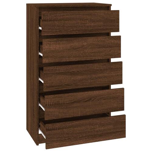 Kommode 60x36x103 cm konstrueret træ brun egetræsfarve