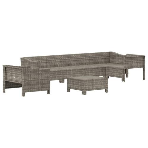 Loungesæt til haven 7 dele med hynder polyrattan grå