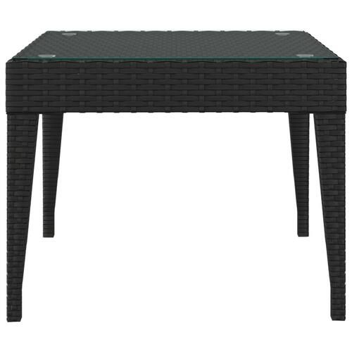 Sidebord 50x50x38 cm polyrattan og hærdet glas sort