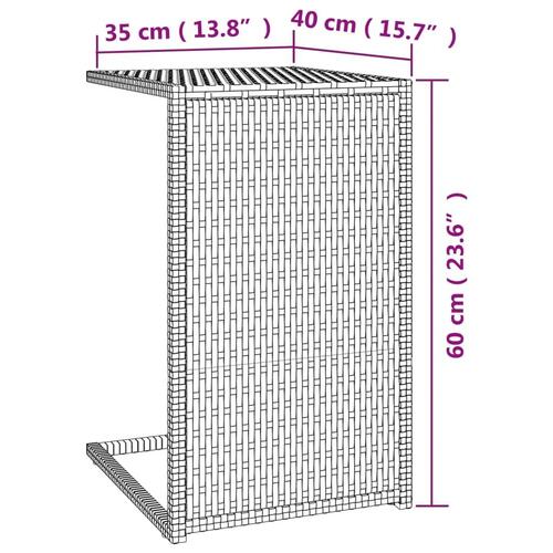 Sidebord 40x35x60 cm C-formet polyrattan brun