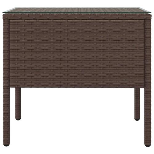Sidebord 53x37x48 cm polyrattan og hærdet glas brun