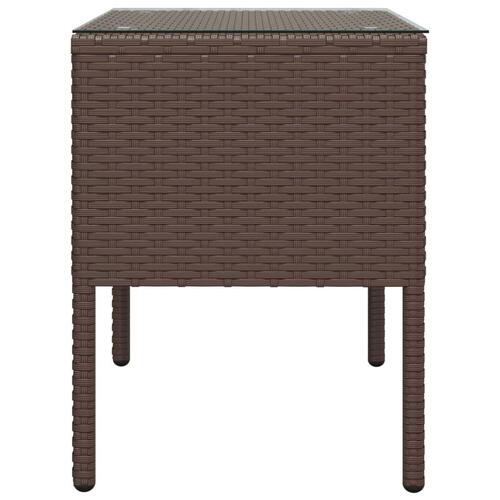 Sidebord 53x37x48 cm polyrattan og hærdet glas brun