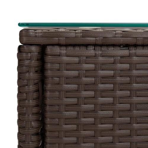 Sidebord 53x37x48 cm polyrattan og hærdet glas brun