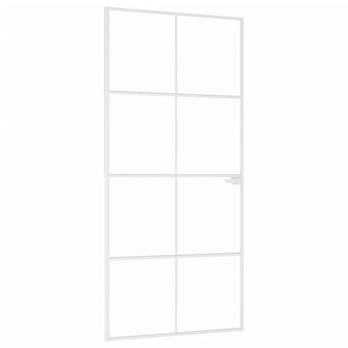 Dør 93x201,5 cm hærdet glas og aluminium hvid